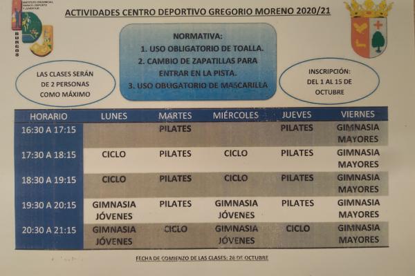 ACTIVIDADES CENTRO DEPORTIVO GREGORIO MORENO 2020/21